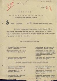 Строка в наградном списке на награждение орденом "КРАСНОГО ЗНАМЕНИ".