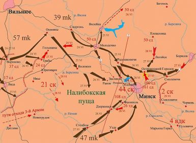 Прорыв к Минску 25-28 июня 1941 г. Схема