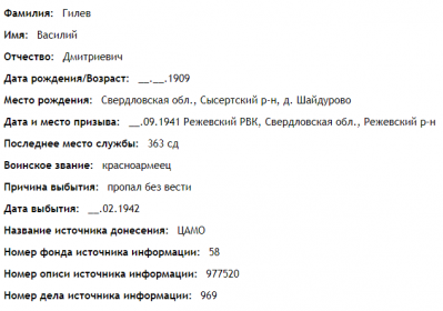 сведения с сайта ОБД Мемориал