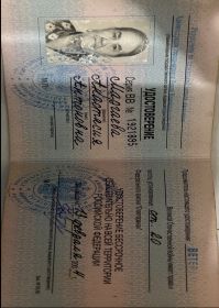 Удостоверение ветерана ВОВ