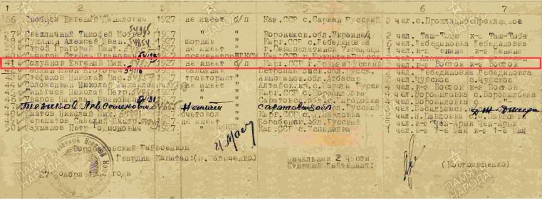 Список призывников Ворошиловский РВК 27.10.1944г. Архив ЦАМО РФ «Память Народа»