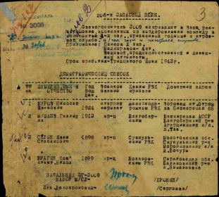 Справка эвакогоспиталя №3009