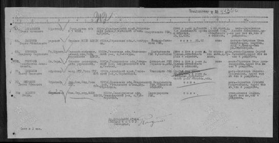 Донесение о безвозвратных потерях с 20 по 31 декабря 1943 г. по 23 гвардейской отдельной тансковой бригаде. Сарафанов Павел Акимович