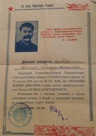 Благодарность Верховного Главнокомандующего