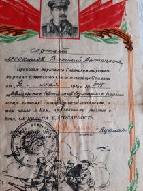 Благодарность за взятие Берлина