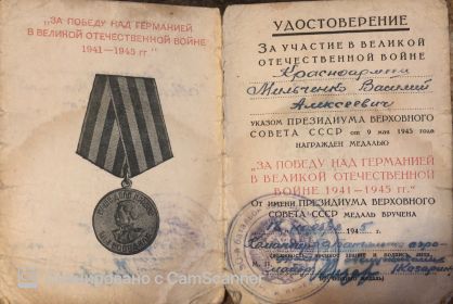 медаль "За Победу над Германией в Великой Отечественной войне 1941-1945гг."