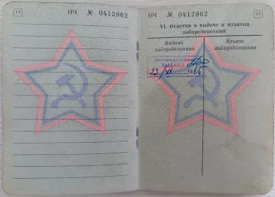Военный билет стр.18-19