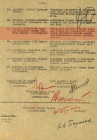 строка в приказе о награждении медалью За Боевые Заслуги