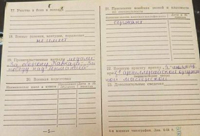 вкладыш военного билета