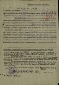 Наградной лист на орден Отечественной войны 1-й степени