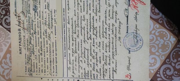 Наградной лист