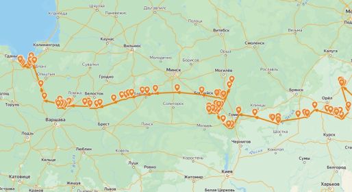 Карта боевого пути в составе 399 сд