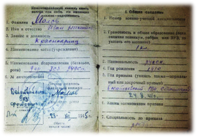 Красноармейская книжка разворот