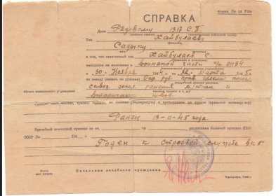 Справка с госпиталя