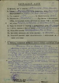 Наградной лист