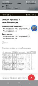 Список призыва и демобилизации  25.08.1941г