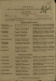 Медаль «За боевые заслуги. Первая страница. Приказа.