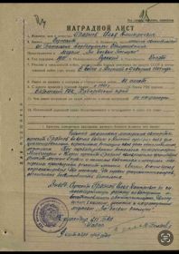 Наградной лист
