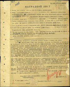 Наградной лист