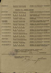 Медаль «За боевые заслуги. Наградной список.