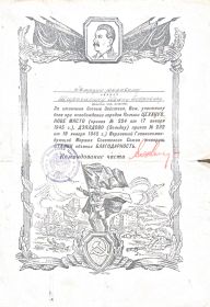 Благодарность за боевые заслуги