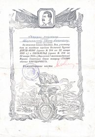 Благодарность за боевые заслуги