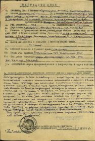 Наградной лист на орден Отечественной войны 2-й степени.