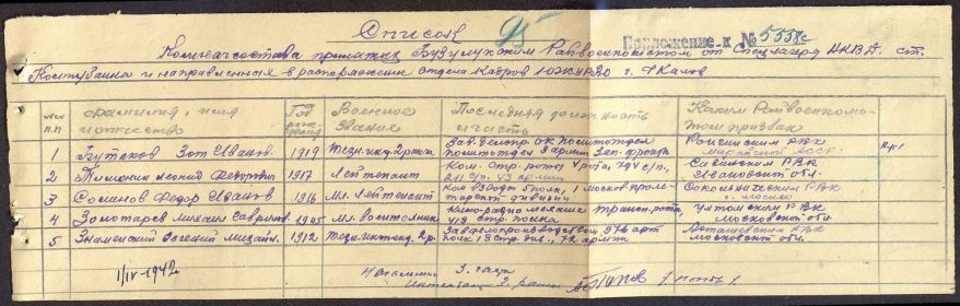 Освобождение из проверочного лагеря НКВД (ст. Колтубанка Оренбургской обл.