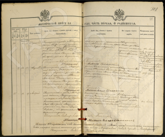 Лист метрической книги о рождении из ГААО