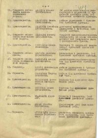 Строка в наградном списке фронтового приказа № 311/н от 16 октября 1944 года по войскам 1 Белорусского фронта о награждение медалью «За боевые заслуги»