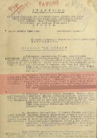 Приказ № 19/н от 30 октября 1943 г. Награжден медалью "За отвагу"