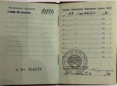 Орден Славы 3 степени