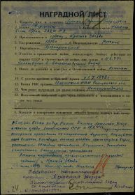 Наградной лист