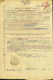 Наградной лист