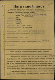 Наградной лист Медаль "За Отвагу"