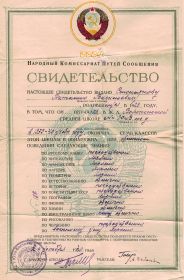 Свидетельство об окончании средней школы