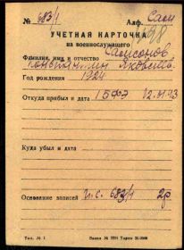 Военно-пересыльная учетная карточка