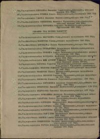 Выписка из приказа о награждении медалью За Боевые Заслуги