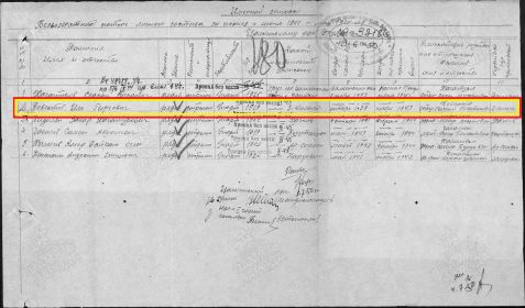 Запись в донесении младшего брата фронтовика, фронтовика ДОВЛАТОВА Ило Георгиевича о его пропаже без вести в ноябре 1943 года.