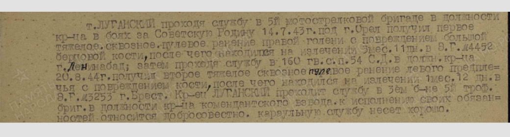 Лист награждения