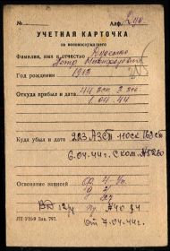Учетная карточка военнослужащего