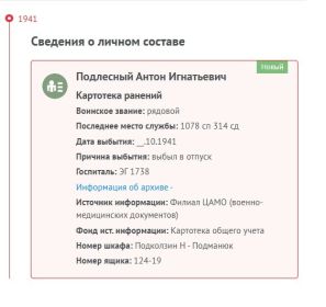Картотека ранений.