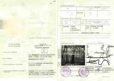 Учётная карточка (индивидуальная могила)