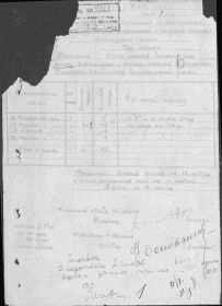 Донесение о безвозвратных потерях 106 стрелковой дивизии с 3 по 16 августа 1944 года. Стр. 1