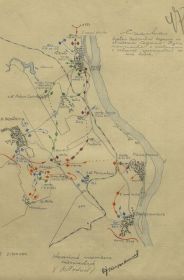 Схема действий частей 18-го танкового корпуса с 30 января по 1 февраля 1945 года