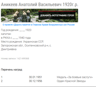 сведения с сайта Подвиг народа