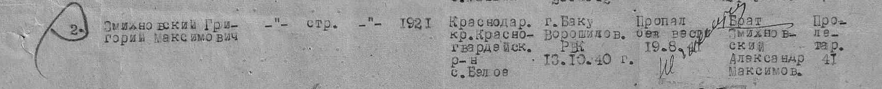 Строка ведомости Хасавюртовского РВК за 1948 год.