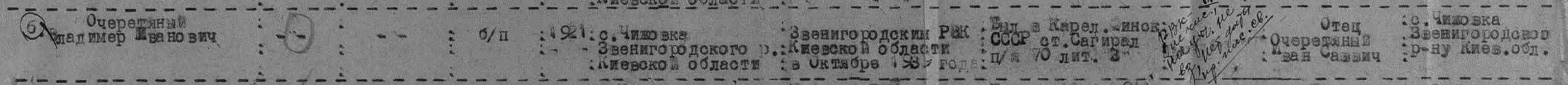 Стока ведомости Звенигородского РВК за 1947 год.