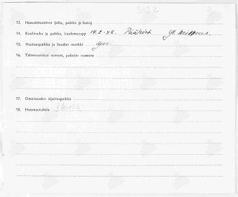 Карточкв военнопленного Финляндии. Синицкий Павел Николаевич. Стр. 2