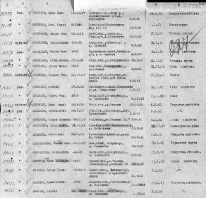 Документ о военнопленных. Синицкий П.Н.